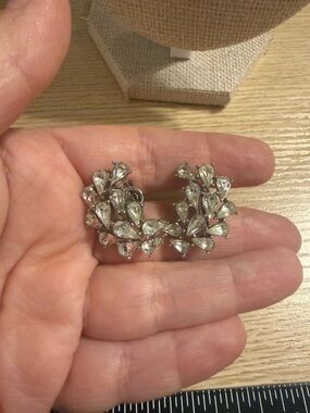Clear Crystal Teardrop Cluster Hoop Earrings - Women Jewelry